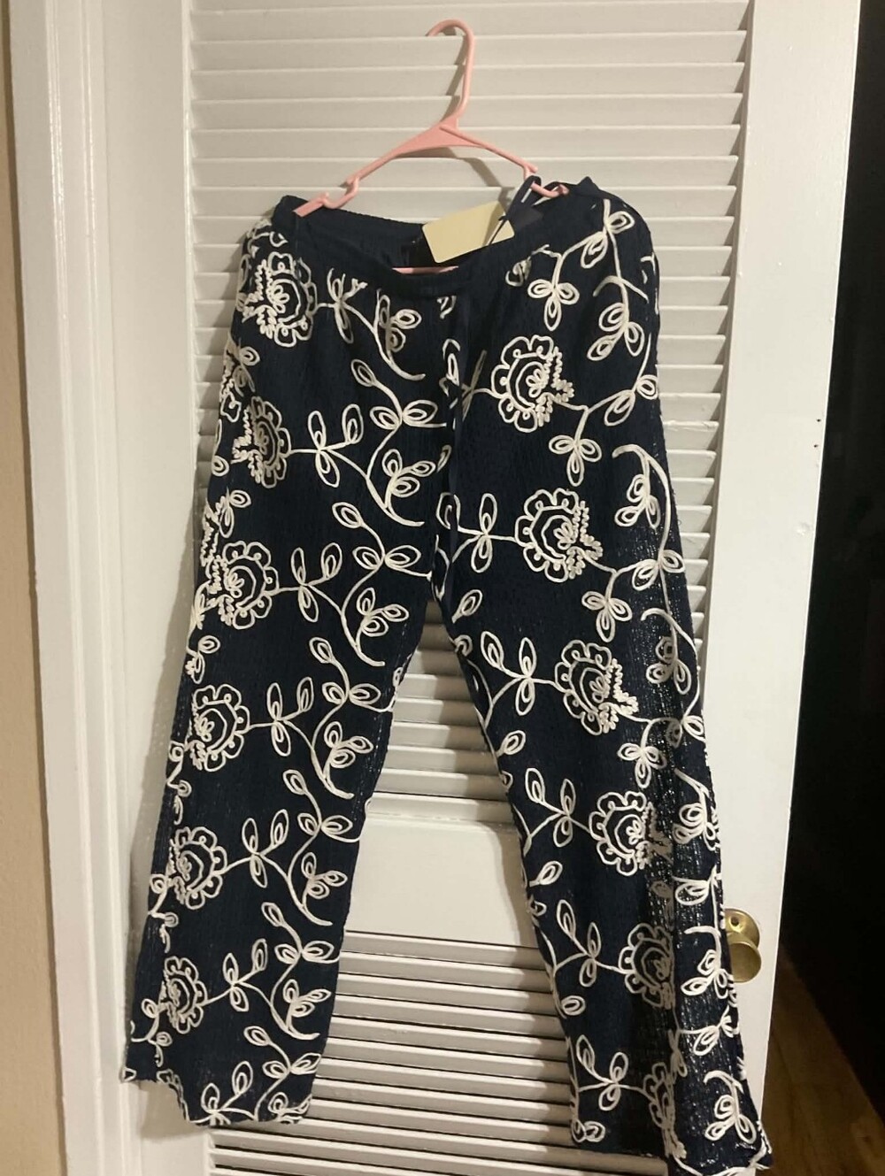 Navy Blue Floral Summer Pants -